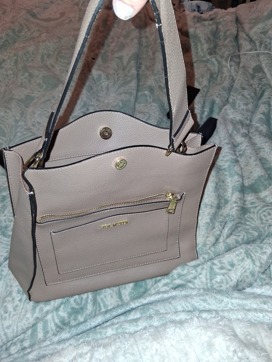Steve Madden Handbags - Steve Madden Taupe Pebbled Leather Tote Bag